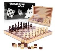 3 in 1 Chess Set comprising chess, backgammon and draughts, complete with wooden folding portable pieces. Luxury Chess Set, A card game passed down since 1795. chess set for adults