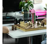 3 in 1 Chess Wooden Set Fold Chessboard Backgammon Draughts Wood Board