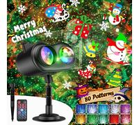3-in-1 Christmas Projector Lights Outdoor, Anysun Brighter 80 HD Patterns Christmas Decor, 8-Pattern Ocean Wave Snowflake Starry Lights Show Christmas Projector Waterproof with Timer for House Party