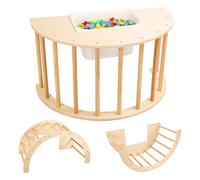 3-in-1 Climbing Frame, Arch Sensory Table for Kids Baby Rocking Arch Toddler Rocker Arch, Montessori for Ladder Structure Climber Play Gym Toy Wooden Playground Toys, with Storage Bin and Cover Plate