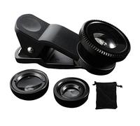 3 in 1 Clip-on Phone Camera Lens Kits, 180° Fish Eye Len, 0.67X Wide-Angle Len and Macro Len for Most Smartphones