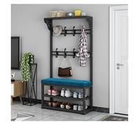 3-in-1 Coat Rack Stand with Shoe Bench, 8 Hooks Entryway Organizer, Free-Standing Metal Coat Hanger & Storage Shelf for Hallway & Bedroom (White, 100x30x172cm)