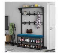3-in-1 Coat Rack Stand with Shoe Bench & 8 Hooks - Free Standing Entryway Organizer, Metal Frame Hall Tree with Storage Shelf for Hallway & Bedroom (White, 100x30x172cm)