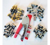 3 in 1 Coaxial Compression Crimp Kit Tool & 40x Connectors F Type RCA BNC Male Loops Multi One Size