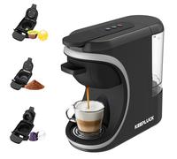 3 in 1 Coffee Pod Machine, 19 Bar Espresso Coffee Machine Compatible with Nespresso Original, Dolce Gusto and Ground Coffee, Programmable Cup Volume for Home Office, Essential