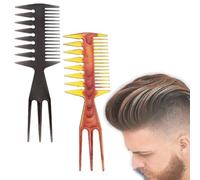 3 in 1 Comb, 2 Pieces Wide Teeth Comb Set, Three Side Comb, Trident Comb, Men's Hair Comb Wide Teeth