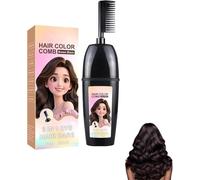 3-in-1 Comb for Hair Coloring with Integrated Brush, Portable Hair Dye Comb for Gray Hair Coverage, Plant Extract Hair Dye, Waterproof and Sweatproof, Easy to use (Brown Black)