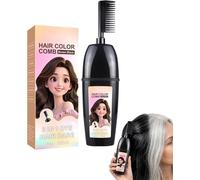 3-in-1 Comb for Hair Coloring with Integrated Brush, Portable Hair Dye Comb for Gray Hair Coverage - Waterproof & Sweatproof, One Step Hairs Coloring, No Mixing, No Mess, Just Results (Brown Black)