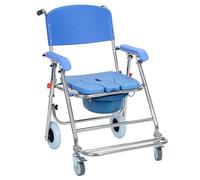 3-in-1 Commode Toilet Chair,Rolling Mobile Toilet Commode Shower Chair,Height Adjustable Bedside Commode with Removable Pot Folding Pedal for Elder Disabled People Soft seat