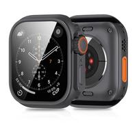 3 in 1 Compatible with Apple Watch Series 9 8 7 Case 45mm Rugged Protective Bumper [Turn into Ultra 2 Look] with Back Cover Tempered Screen Protector Designed for Apple Watch Series 7 8 9 45mm Case