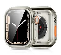 3 in 1 Compatible with Apple Watch Series 9 8 7 Case 45mm Rugged Protective Bumper [Turn into Ultra 2 Look] with Back Cover Tempered Screen Protector Designed for Apple Watch Series 7 8 9 45mm Case