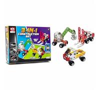 3-in-1 Construction Set - Build Fork Lift Truck, Crane, Low Loader | 170 Metal Pieces with Assembly Tools | Educational Engineering Toy for Kids - R02-0036/s