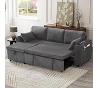 3 in 1 Convertible Corduroy Sofa Bed with Storage Chaise, L Shaped Sleeper Sofa Couches with Armrest Storage And Charging Station. Pullout Sectional Daybed