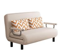 3-in-1 Convertible Sofa Bed Couch - Ergonomic Cotton & Linen Pull-Out Bed with 6-Level Adjustable Backrest, Removable Washable Cover, 300kg Capacity (Khaki, 190x120x26cm)