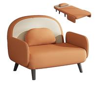 3-in-1 Convertible Sofa Bed with Cat Scratching Cloth, Ergonomic Foldable Guest Bed, 5-Level Adjustable Backrest, Solid Wood Legs, 250kg Capacity, Orange (195x90x26cm)
