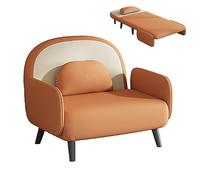 3-in-1 Convertible Sofa Bed with Ergonomic Design, Foldable Guest Bed, 5-Level Adjustable Backrest, Cat Scratching Cloth, Solid Wood Legs, 250kg Capacity, Orange (195x90x26cm)