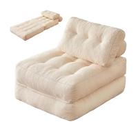 3 in 1 Convertible Sofa Beds Chair, Sleeper Sofa Bed for Adults Corduroy Fabric Button Tufted for Living Room, Dorm, Guest Room Single Size,White