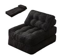 3 in 1 Convertible Sofa Beds Chair, Sleeper Sofa Bed for Adults Corduroy Fabric Button Tufted for Living Room, Dorm, Guest Room Single Size,Black