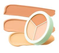 3-in-1 Cool Tone Concealer and Contour Cream Palette with Full Coverage - Seamlessly Blends for Dark Circles, Blemishes, and Natural Finish, Long-Lasting for Daily Makeup Use