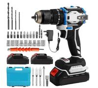 3 in 1 Cordless Drill, Electric Power Drills, 70N·m Cordless Drills Set, 25+1 Torque, 2 Speeds, LED Light, Tighten Screws/Drill Holes/Impact, 2 Batteries & 1 Charger, for Garden DIY Project