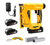 3-in-1 Cordless Nail Gun & Staple Gun Kit Electric Brad Nailer with 2×2000mAh Batteries Depth Adjustment 2 Firing Modes Safety Lock Includes Nail Puller & 3000 Nails