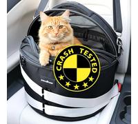 3-in-1 Crash-Tested Cat & Small Dog Car Seat (5-Star CPS Certified for Car Crash Protection) | Enclosed Cat Bed Cave | Portable Pet Carrier | Zero Carrier Switch Stress for Vet Visit & Outdoor Travel.