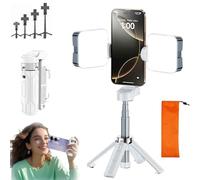 3-in-1 Creator Stick - Tripod, Selfie, Grip, Pocketflex Mini Tripod, 360°Rotatable Mini Phone Tripods with Fill Light, Remote (White,Two lights)