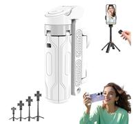 3-in-1 Creator Stick - Tripod, Selfie, Grip, Pocketflex Mini Tripod, Selfie Tripods with Remote and Light, 360°Adjustable Grip, One-Touch Push Switch (White)