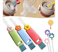 3 in 1 Cup Lid Cleaning Brush, Multifunctional Crevice Cleaning Brush for Bottle Gap Tight Spaces Cup, 3 in 1 Cup Lid Gap Cleaning Brush Set, Bottle Cup Lid Brush Straw Cleaner (3pcs-flowers)