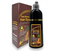 3-in-1 Dark Brown Hair Dye Shampoo for Grey Coverage, Natural Colour for Men & Women, Ammonia-Free Herbal Formula, Lasts Up to 30 Days, 500ml with Gloves, Apron & Hair Cover