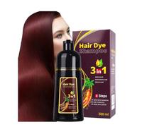 3-in-1 Deep Wine Red Hair Colour Shampoo, Herbal Shampoo to Darken Hair, Fast-Acting Formula, Semi-Permanent Grey Coverage, For Men and Women, Restores Shine (Deep Wine Red)
