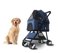 3-in-1 Deluxe Dog/Cat/Pet Cart (Wagon Bag Handbag Stroller) 360° Rotating Wheel/High Carbon Steel Frame for Small and Medium Pets (Blue)
