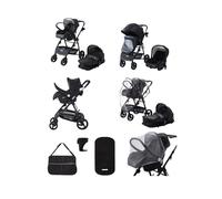 3 in 1 Deluxe Pushchair Stroller Groundlevel Jet Black One Size