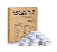 3-in-1 descaling tablets, pack of 50, 3-phase descaler tabs for fully automatic coffee machines and coffee machines, effectively remove limescale deposits, compatible with Siemens EQ Jura, Delonghi