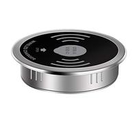 3-in-1 Desk Embedded Wireless Charger, 60mm Grommet Hole Installation, Qi Standard 5W/15W Charging Pad with USB-C Port for Office Desk, Cafe, Restaurant