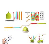 3 in 1 Dinosaur Musical Jumping, Toss Ring and Stomping Launch Rocket Launcher, Indoor & Outdoor Sports Toy Gifts with Remote Control for Kids Ages 3-8 4-6 Boys Girls (4 AA batteries)