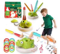 3 In 1 Dinosaur Musical Jumping, Toss Ring & Stomping Launch Rocket, Spinning Dinosaur Toy, Entertainment Musical Jump Game with Remote Control, Dinosaurs Sports Toys for Kids Age 3-8 (1PC)