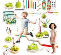 3 in 1 Dinosaur Rocket Launcher,Musical Jumping Ring Toss Toy with Remote Control,2026 New Spinning Dino Jump Toy,Indoor Outdoor Sports Toys for Ages 3-8,Active Gift for Boys Girls (Charging,2set)