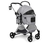 3 in 1 Dog Buggy with Folding Function Pet Stroller Dog Pram Buggy for Dogs and Cats Detachable Pet Trolley Cat Buggy Carrier Stroller for Multiple Pets, Medium Dogs and Cats, Grey Plus, 73 x 55 x 100 cm, 15 kg