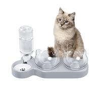 3 in 1 Dog Cat Bowls Water and Food Bowl Set, 15°Tilted Raised Cat Bowls with Automatic Water Dispenser Bottle and Detachable Cat Dish, Pet Feeder for Small or Medium Dogs Cats Puppy Kitten Rabbit
