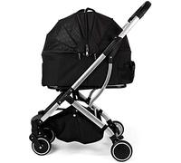 3-in-1 Dog/Cat/Pet Stroller with Detach Carrier/Pump-Free Rubber Tires/Aluminum Frame/Reversible Handle for Medium & Small Pets (Grey) (Black)