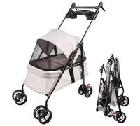 3-in-1 Dog Cat Stroller Foldable Pet Carrier with 600D Waterproof Fabric 360° Wear-Resistant Wheels Mesh Window Cup Holder Ideal for Travel & Outdoor Use