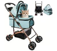 3-in-1 Dog & Cat Stroller Foldable up to 88 lbs 360° Wear-Resistant EVA Wheels Comfortable Pet Carrier Mesh Window Ultra-Compact Design for Easy Travel