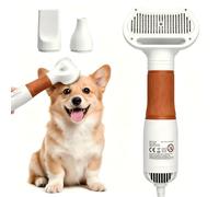 3-in-1 Dog Hair Dryer Brush with Detangling Slicker - Adjustable Heat for Sensitive Skin, Overheat Protection, Lightweight Portable Grooming Tool for Small/Medium Breeds