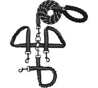 3 in 1 Dog Lead, Heavy Duty No-Tangle Detachable Triple Dog Leash with Padded Handle and Bungee, Adjustable Leash for Walking One, Two or Three Dogs, Outdoor Adventures, Training and Exercise