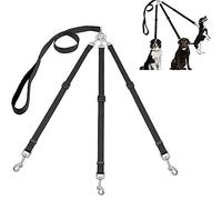 3 in 1 Dog Leashes, with Adjustable Detachable Coupler, 3 Way Dog Leash, Durable Strong Nylon Long Line Dog Leads, Anti-Pull Dog Leash, for One, Two, Three Dogs Pet Walking Hiking (Black)