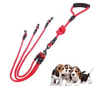 3 in 1 Dog Leashes, with Adjustable Detachable Coupler, 3 Way Dog Leash, Durable Strong Nylon Long Line Dog Leads with Padded Handle, for One, Two, Three Dogs Pet Walking Hiking