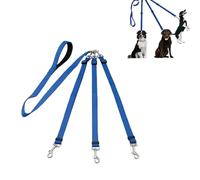 3 in 1 Dog Leashes, with Adjustable Detachable Coupler, 3 Way Dog Leash, Durable Strong Nylon Long Line Dog Leads, Anti-Pull Dog Leash, for One, Two, Three Dogs Pet Walking Hiking (Blue)