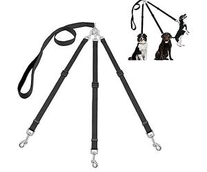3 in 1 Dog Leashes, with Adjustable Detachable Coupler, 3 Way Dog Leash, Durable Strong Nylon Long Line Dog Leads, Anti-Pull Dog Leash, for One, Two, Three Dogs Pet Walking Hiking (Black)