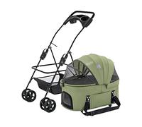 3-in-1 Dog Stroller Pet Cat Carrier Multifunctional Travel Strolling Cart with Mesh Windows Storage Basket Ventilated Oxford Fabric Easy to Walking Total Up to 12kg/26pounds 17kg/37pounds (Color : Gr